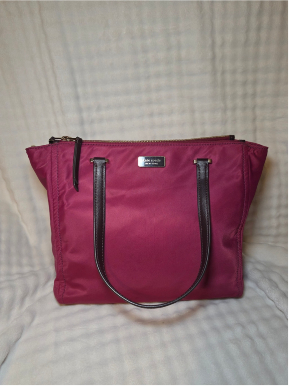 Kate Spade Nylon Shoulder Bag with optional Crossbody Strap
Burgundy and Black - Picture 3 of 12